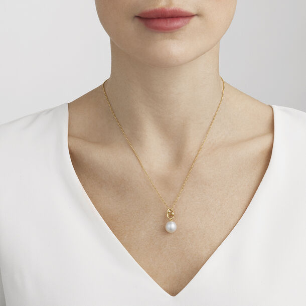 9CT GOLD GENUINE WHITE FRESHWATER PEARL NECKLACE by Pearl Island 9CT GOLD GENUINE WHITE FRESHWATER PEARL NECKLACE by Pearl Island